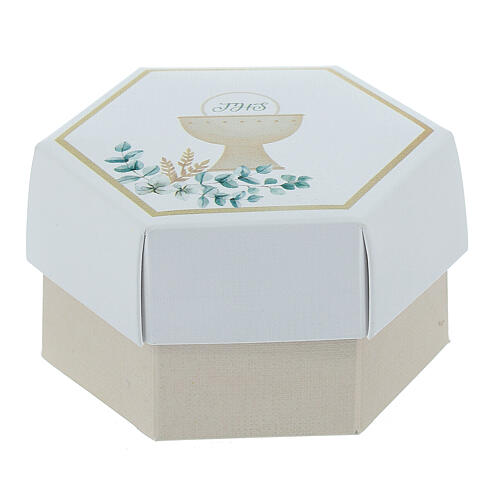 First Communion box with chalice and JHS, 2x4x3 in 1