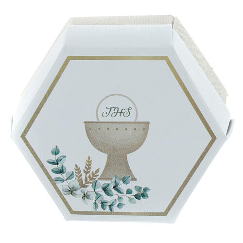 First Communion box with chalice and JHS, 2x4x3 in 2