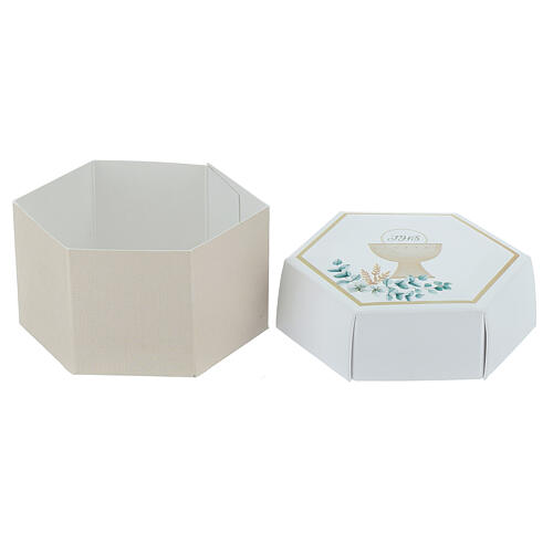 First Communion box with chalice and JHS, 2x4x3 in 3