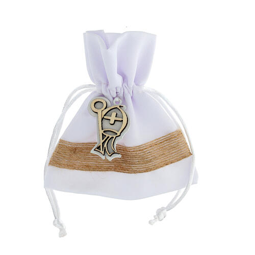 Fabric bag for Confirmation favours, mitre and crozier, 5x4 in 2