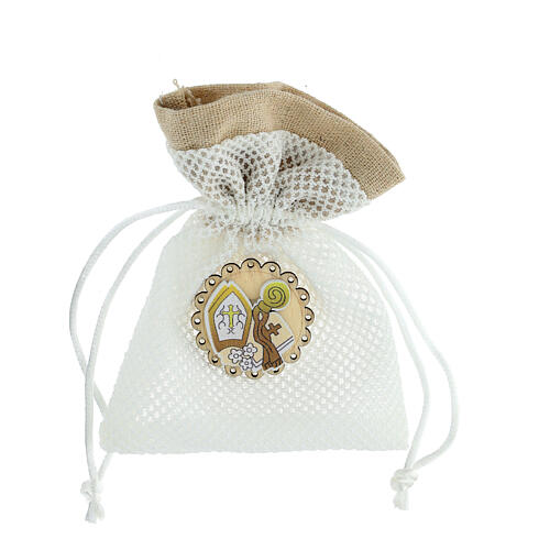Net bag for Confirmation favours, mitre and crozier, 5x3.5 in 2