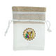 Geschenksäckchen mit Ziehband, Weiß, Netzmuster, Erstkommunion, 12x9 cm s1