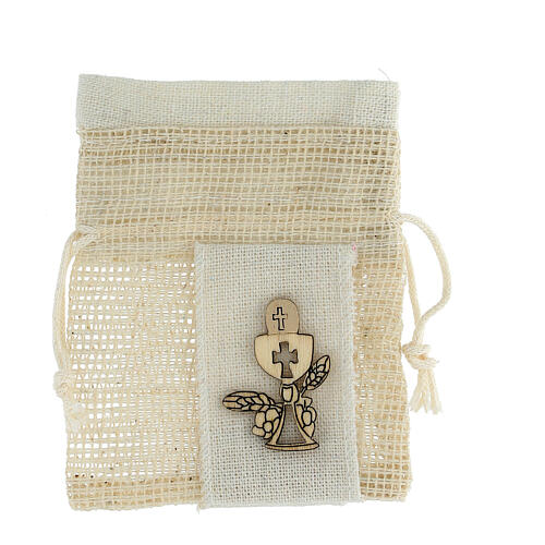 Beige net bag for First Communion, 4x3 in 1