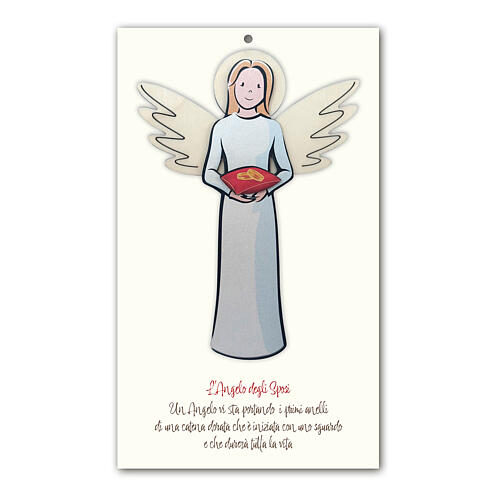 Wedding favor Angel of the bride and groom with wooden rings 1