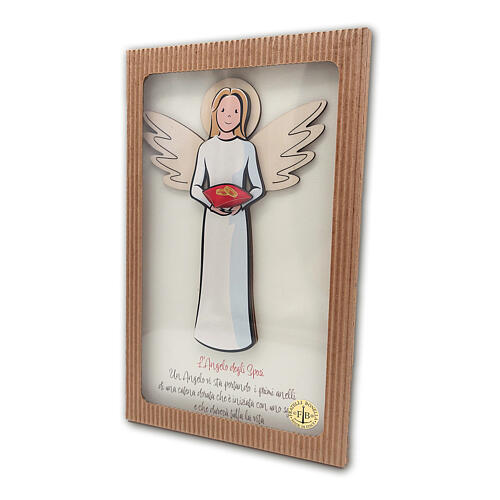 Wedding favor Angel of the bride and groom with wooden rings 4