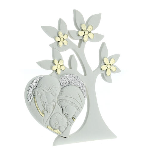 Tree-shaped favour with heart and Holy Family 5x4 in 3