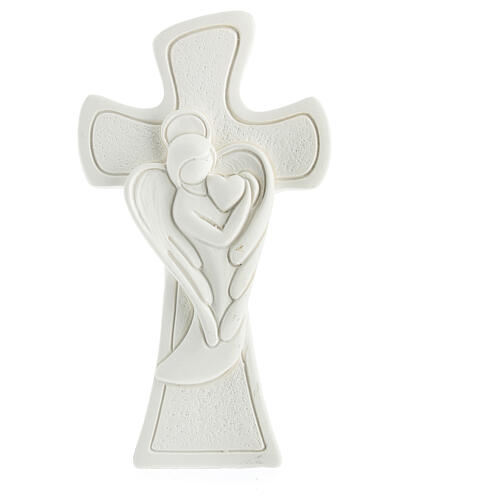 Cross with stylised angel, resin favour, 4x2 in 1