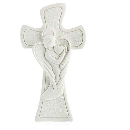 Lembrancinha cruz com anjo estilizado resina 10x5 cm 1