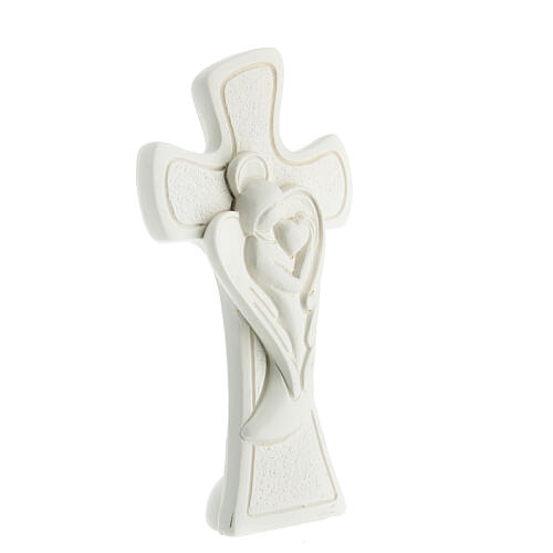 Lembrancinha cruz com anjo estilizado resina 10x5 cm 3