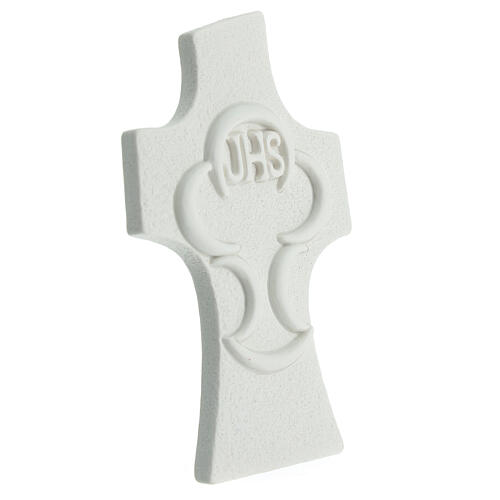 Pamiątka krzyż kielich JHS, biała, 9x6 cm 3