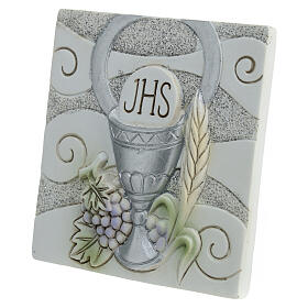 Resin tile with Eucharistic symbols, First Communion favour, 3x3 in