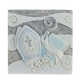 Resin tile with Confirmation symbols, First Communion favour, 3x3 in