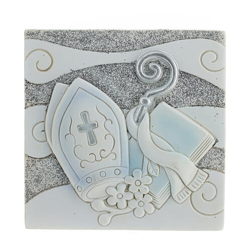 Resin tile with Confirmation symbols, First Communion favour, 3x3 in 1