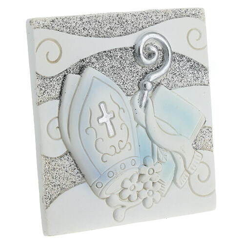 Resin tile with Confirmation symbols, First Communion favour, 3x3 in 3