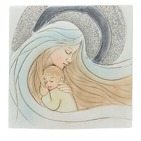 Gastgeschenk, kleines Bild, Gottesmutter mit dem Kind, Resin, 8x8 cm