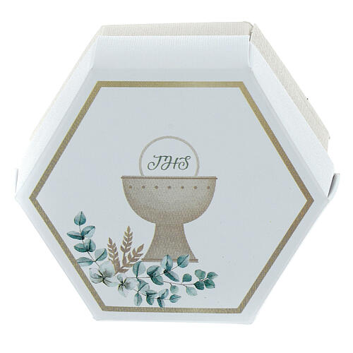 Boîte remerciements hexagonale Communion calice 4x7x6 cm 2