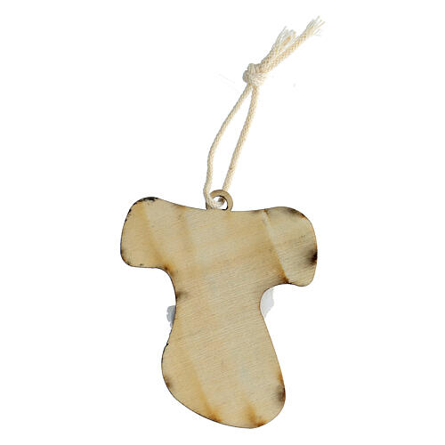 Tau-shaped favour with Eucharistic symbols, 2.5x2 in 2