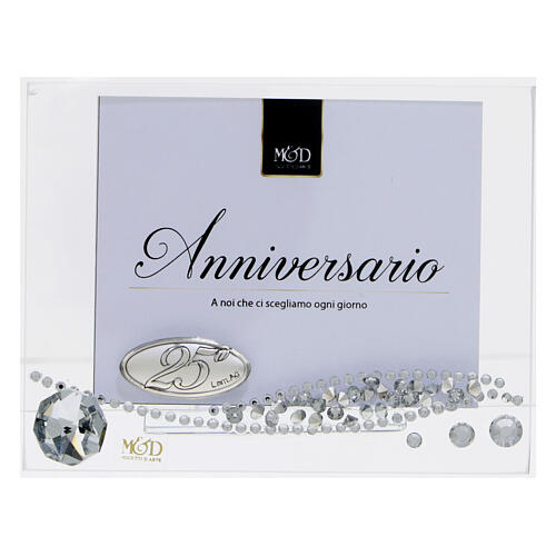 Glass photo frame, 3x4 in, 25th anniversary 1