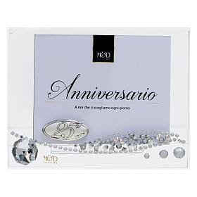 Portafoto dimensioni 7.5x10 cm vetro anniversario 25 anni