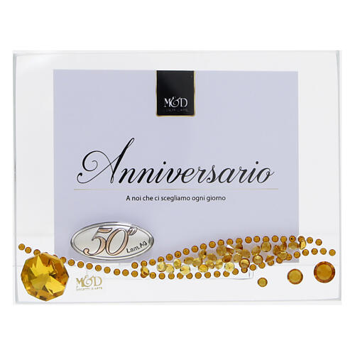 Glass photo frame, 3x4 in, 50th anniversary 1