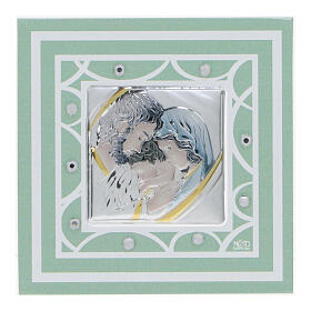 Bomboniera quadretto Sacra Famiglia verde 7x7 cm