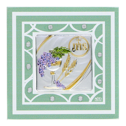 First Communion favor 7x7 cm green plaque 1