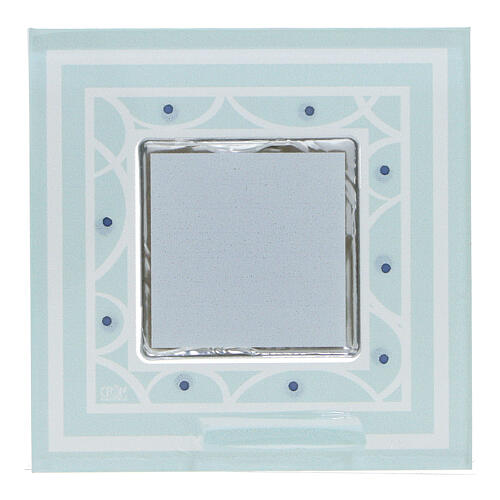 Blue glass frame with angels, Baptism favour, 3x3 in 2