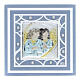 Blue glass frame with angels, Baptism favour, 3x3 in s1