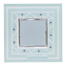 Lembrancinha anjos azuis quadro 7x7 cm