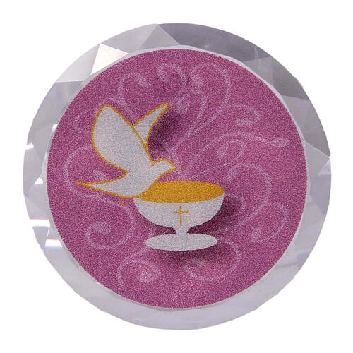 Baptism favour, pink magnet, 1.6 in 1