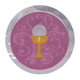 Bomboniera colore rosa comunione magnete 4 cm diametro