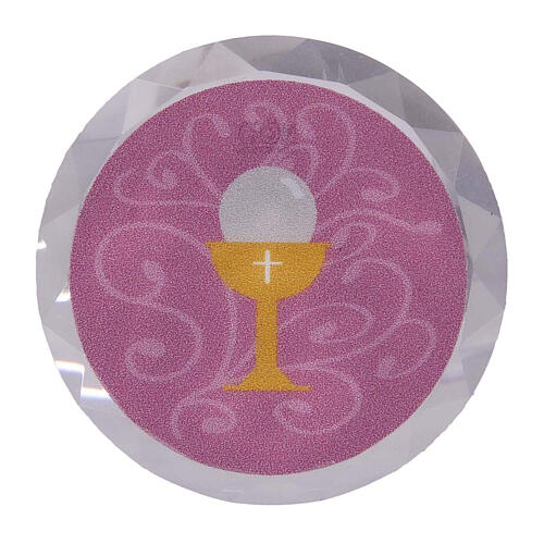 Bomboniera colore rosa comunione magnete 4 cm diametro 1