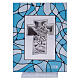 Quadretto bomboniera battesimo acquamarina 7,5x10 cm angelo s3