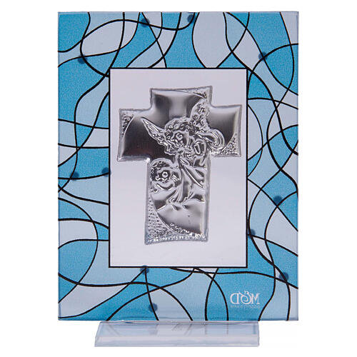 Aquamarine baptism favor angel picture 7.5x10 cm  3