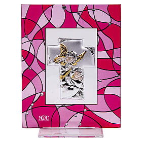 Bildchen als Gastgeschenk mit rosa Engel 7x10 cm Taufe