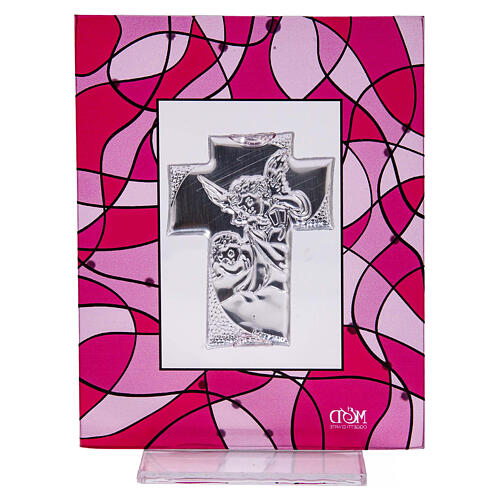 Quadro lembrancinha anjo cor-de-rosa 7,5x10 cm batismo 3