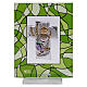First Communion favour, green picture with Eucharistic symbols, 3x4 in s1