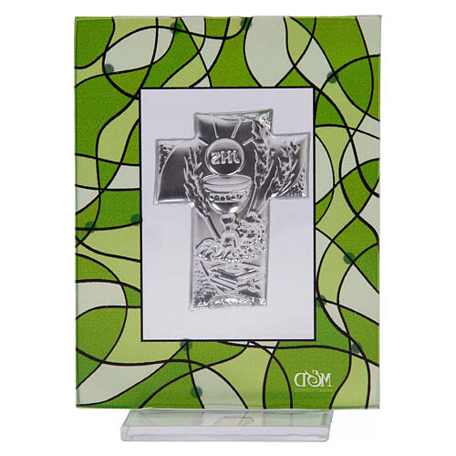 Quadretto comunione bomboniera 7,5x10 cm verde 3