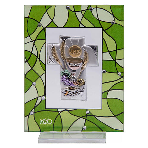 Quadro Comunhão lembrancinha 7,5x10 cm verde 1