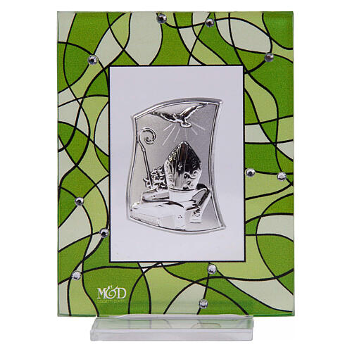 Green confirmation favor with box 7.5x10 cm 1