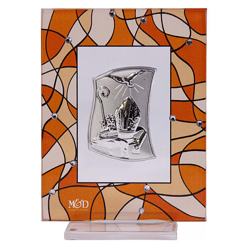 Bernsteinfarbe Bildchen als Gastgeschenk zur Firmung 7,5x10 cm 1