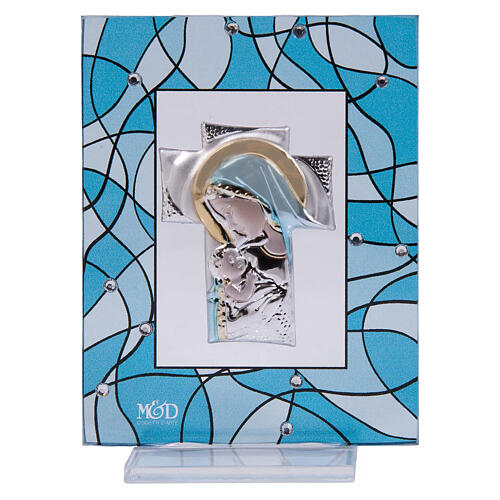 Quadretto acquamarina bomboniera battesimo 7,5x10 cm Maria 1