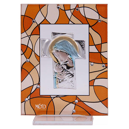 Quadretto Maria bomboniera battesimo 7,5x10 cm ambra 1