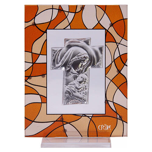 Quadretto Maria bomboniera battesimo 7,5x10 cm ambra 3