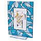 Quadretto angelo bomboniera battesimo acquamarina 14x11 cm s2