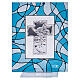 Quadretto angelo bomboniera battesimo acquamarina 14x11 cm s3