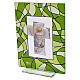 Quadretto vetro comunione bomboniera verde 14x11 cm s2