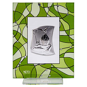 Grünes Glasbild Gastgeschenk zur Firmung 14x11 cm