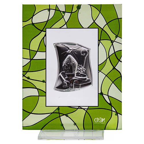 Obrazek pamiątka bierzmowania, zielony, 14x11 cm, szkło i bilaminat 3
