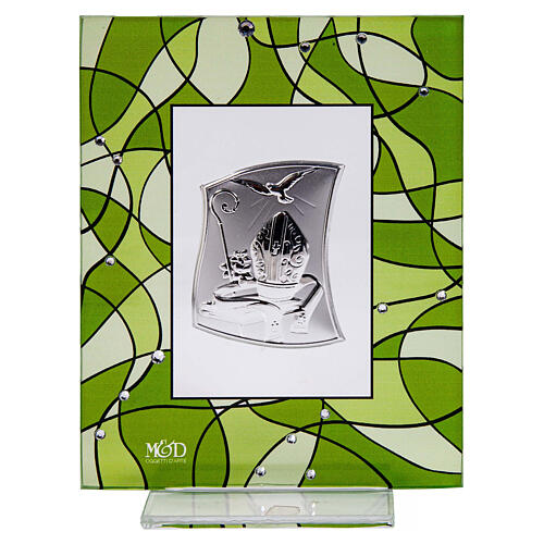 Quadro verde vidro lembrancinha Crisma 14x11 cm 1